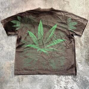 Vintage 90s Faded All Over Print Weed Marijuana Leaf T Shirt! Distressed Size XL